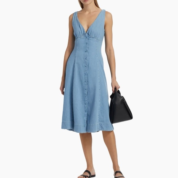 Reformation Dresses & Skirts - NWT Reformation Sebastian Denim Midi Dress Savannah V-neck Button-Front Size 4
